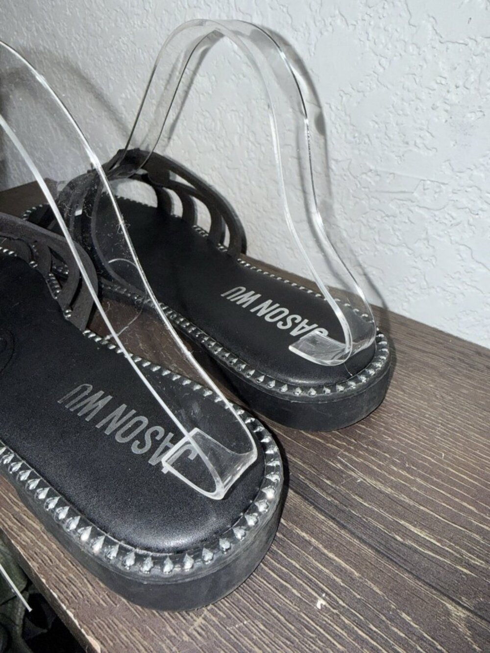 Jason Wu Black Silver Stud Slide Sandals Slip-On Leather Upper Women's 9 NEW - Picture 7 of 11